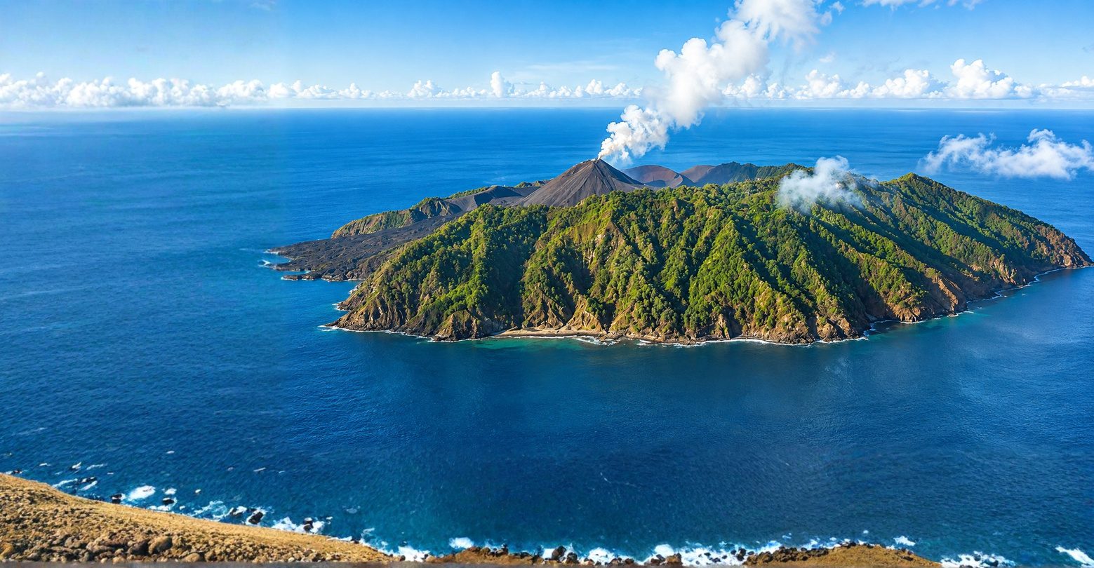 Barren Island volcano rising from the sea